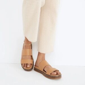 Madewell Tan Charley Double-Strap Slide On Sandals Size 8